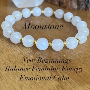 Grade A Moonstone Gemstone Stretch Bracelet - 8mm